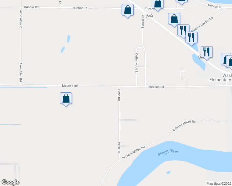 map of restaurants, bars, coffee shops, grocery stores, and more near 15554 Penn Road in Mount Vernon