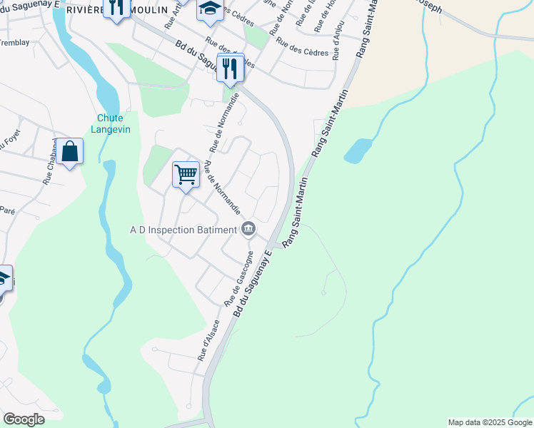 map of restaurants, bars, coffee shops, grocery stores, and more near 468 Rue du Roussillon in Saguenay