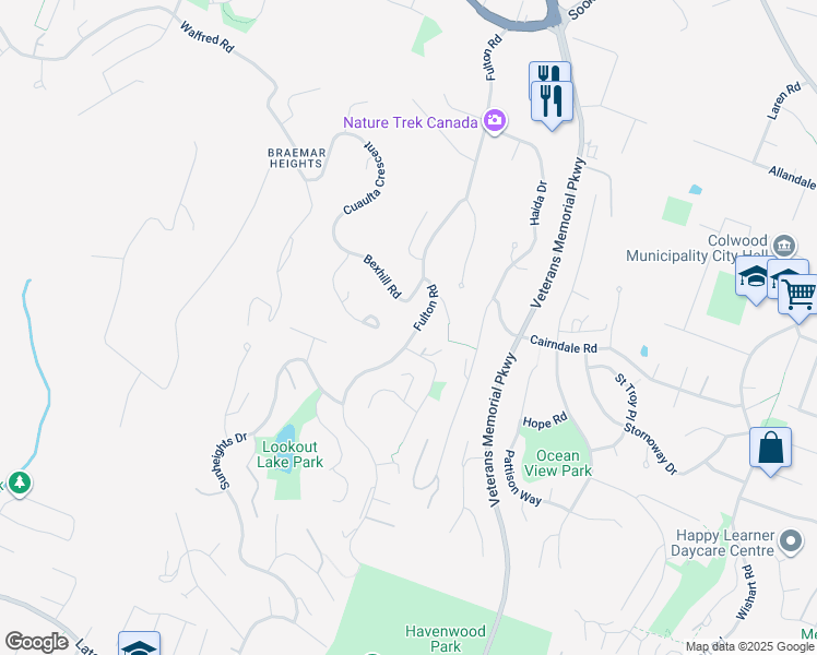 map of restaurants, bars, coffee shops, grocery stores, and more near 3391 Fulton Road in Victoria