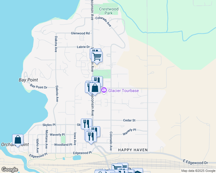 map of restaurants, bars, coffee shops, grocery stores, and more near 646 Denver Street in Whitefish