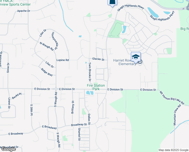 map of restaurants, bars, coffee shops, grocery stores, and more near 4616 Nooksack Loop in Mount Vernon