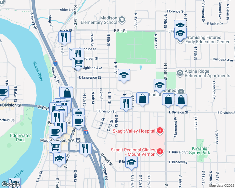 map of restaurants, bars, coffee shops, grocery stores, and more near 908-910 East Fulton Street in Mount Vernon