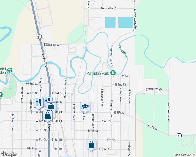 map of restaurants, bars, coffee shops, grocery stores, and more near 108 Prospect Avenue in Grafton