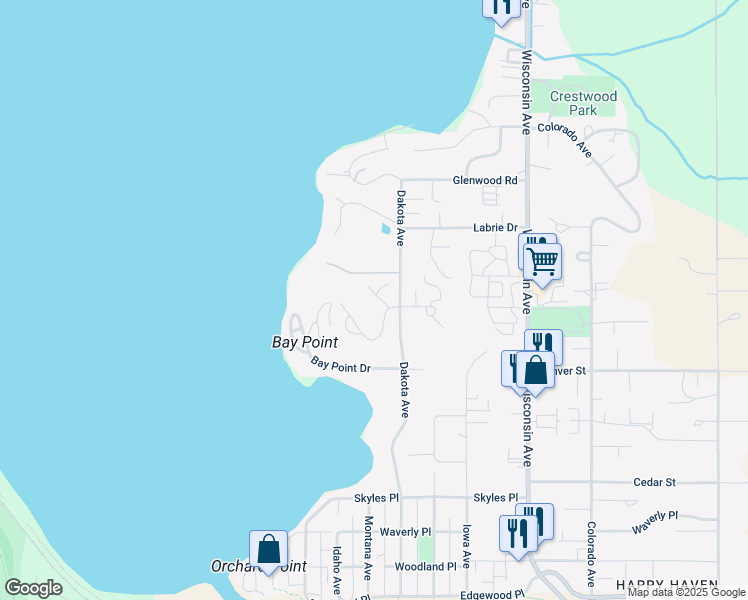 map of restaurants, bars, coffee shops, grocery stores, and more near 25 Marina Crest Lane in Whitefish