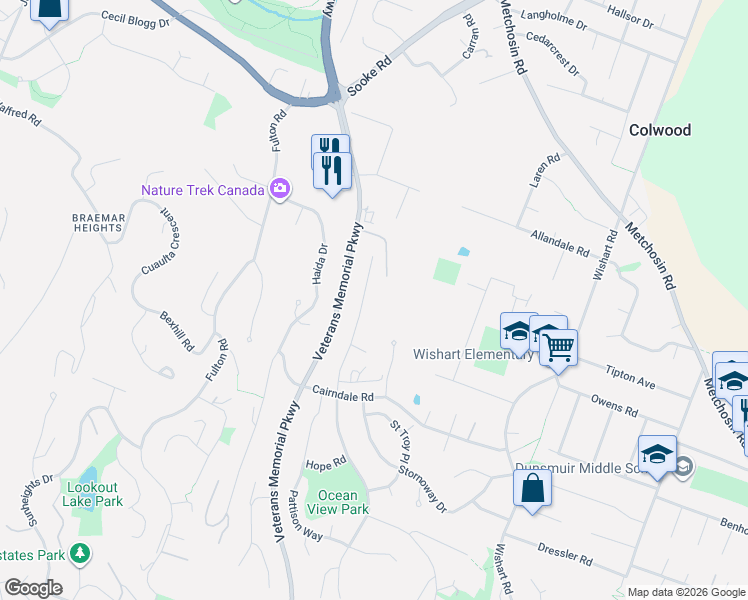 map of restaurants, bars, coffee shops, grocery stores, and more near 3279 Mary Anne Crescent in Victoria