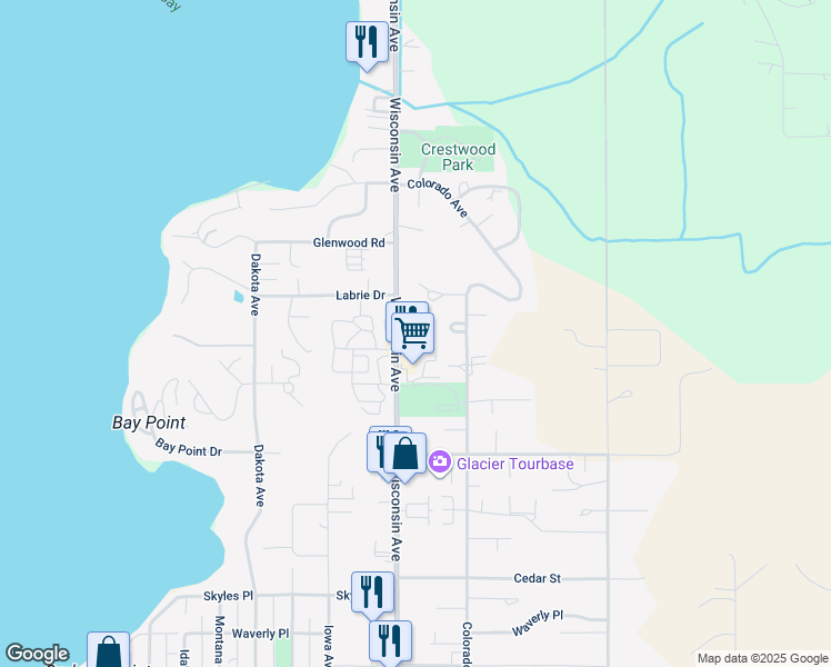map of restaurants, bars, coffee shops, grocery stores, and more near 905 Wisconsin Avenue in Whitefish