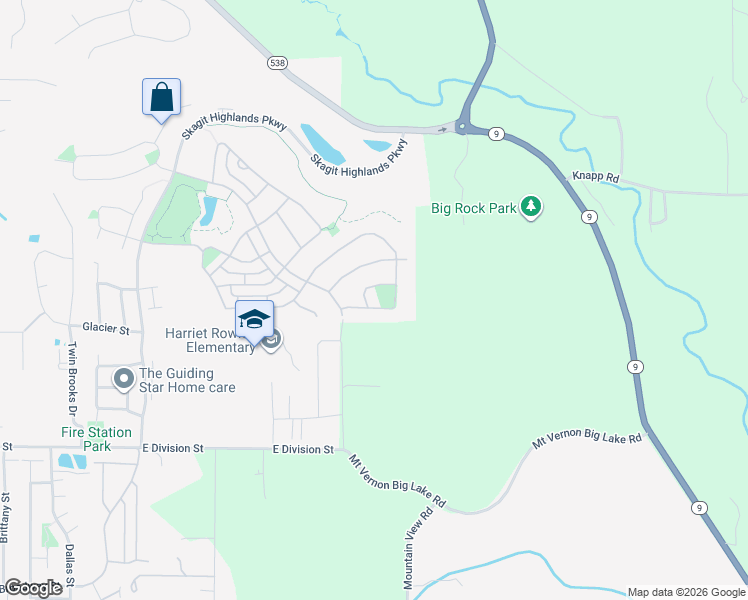 map of restaurants, bars, coffee shops, grocery stores, and more near 5600 Swift Creek Drive in Mount Vernon