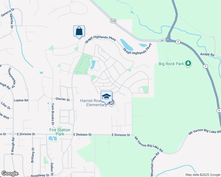 map of restaurants, bars, coffee shops, grocery stores, and more near 5340 Razor Peak Drive in Mount Vernon