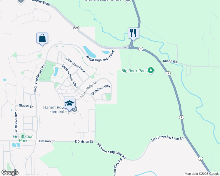 map of restaurants, bars, coffee shops, grocery stores, and more near 5610 Buckhorn Way in Mount Vernon