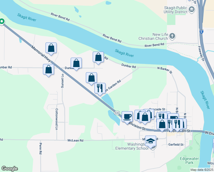 map of restaurants, bars, coffee shops, grocery stores, and more near 18087 Moores Garden Road in Mount Vernon