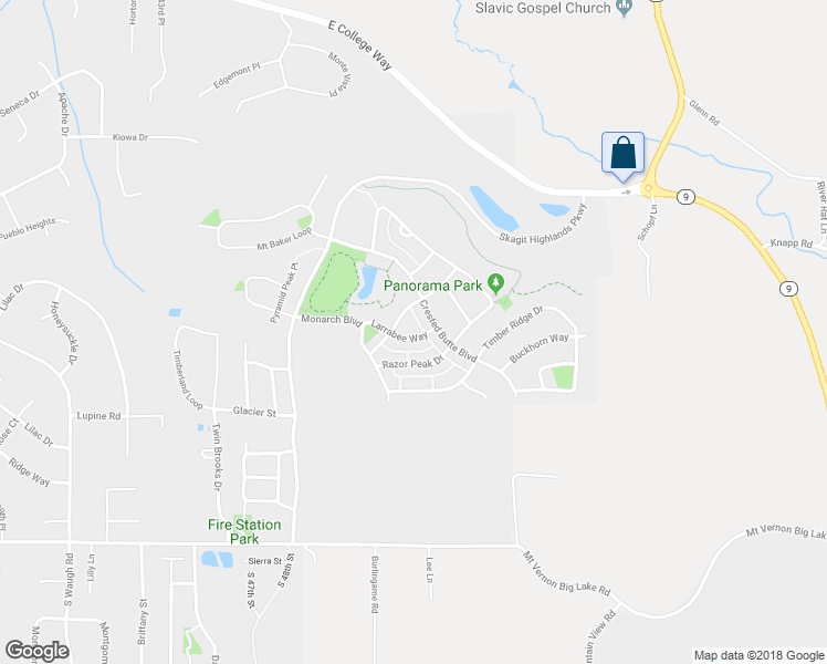 map of restaurants, bars, coffee shops, grocery stores, and more near 5259 Larrabee Way in Mount Vernon