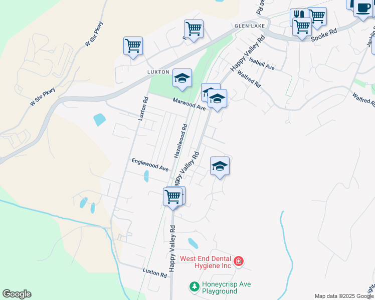 map of restaurants, bars, coffee shops, grocery stores, and more near 3375 Vision Way in Victoria