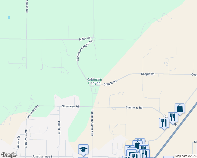 map of restaurants, bars, coffee shops, grocery stores, and more near 13 Copple Road in Omak