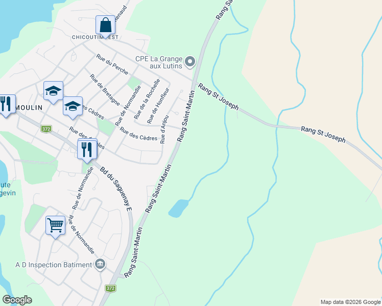 map of restaurants, bars, coffee shops, grocery stores, and more near in Saguenay