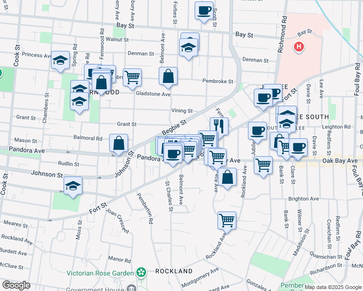 map of restaurants, bars, coffee shops, grocery stores, and more near 1508 Coldharbour Road in Victoria