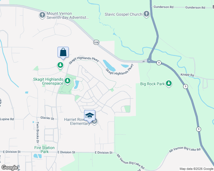 map of restaurants, bars, coffee shops, grocery stores, and more near 678 Panorama Ridge in Mount Vernon