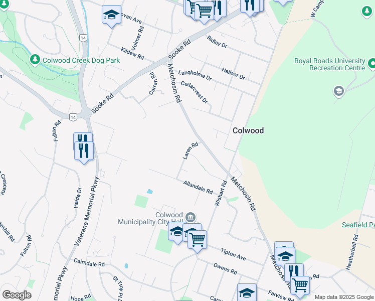 map of restaurants, bars, coffee shops, grocery stores, and more near 533 Laren Rd in Colwood