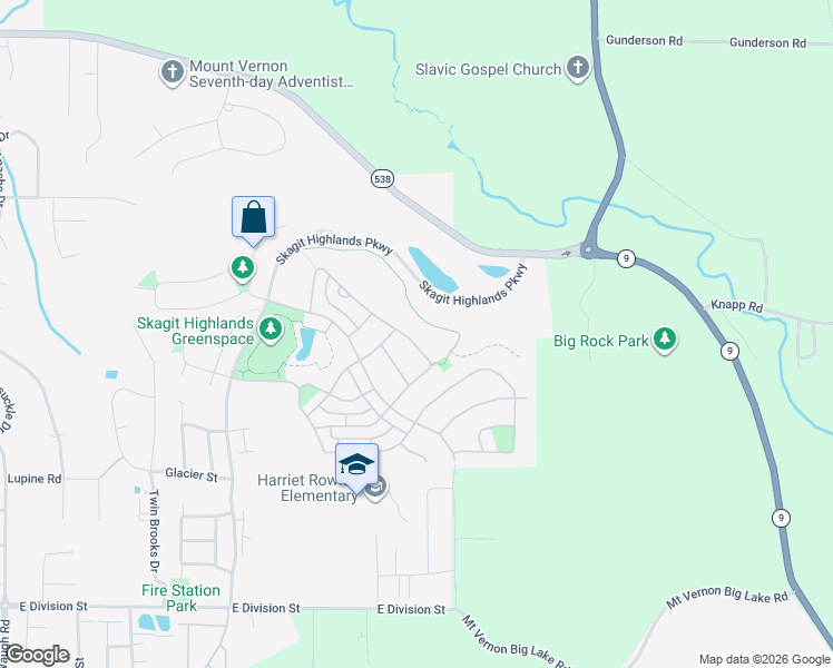 map of restaurants, bars, coffee shops, grocery stores, and more near 678 Panorama Ridge in Mount Vernon