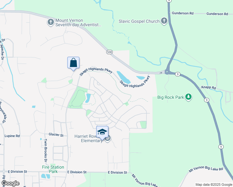 map of restaurants, bars, coffee shops, grocery stores, and more near 738 Panorama Ridge in Mount Vernon