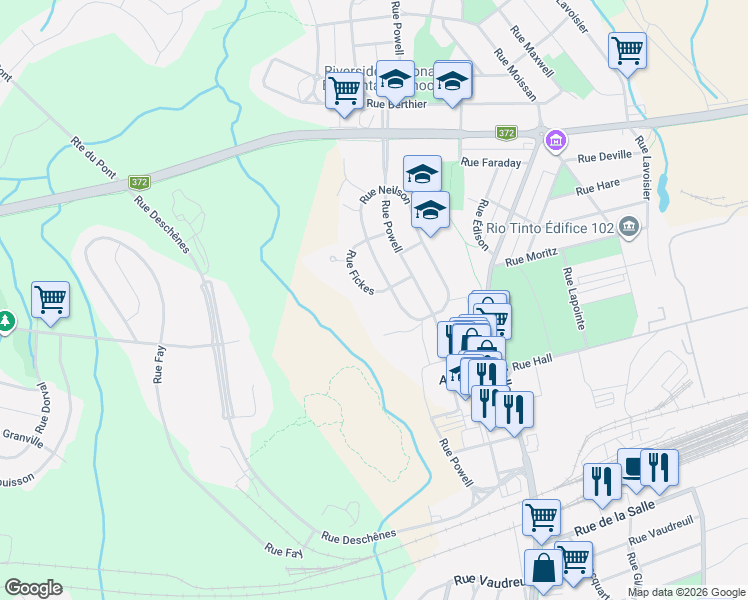 map of restaurants, bars, coffee shops, grocery stores, and more near 1910 Rue Fickes in Saguenay