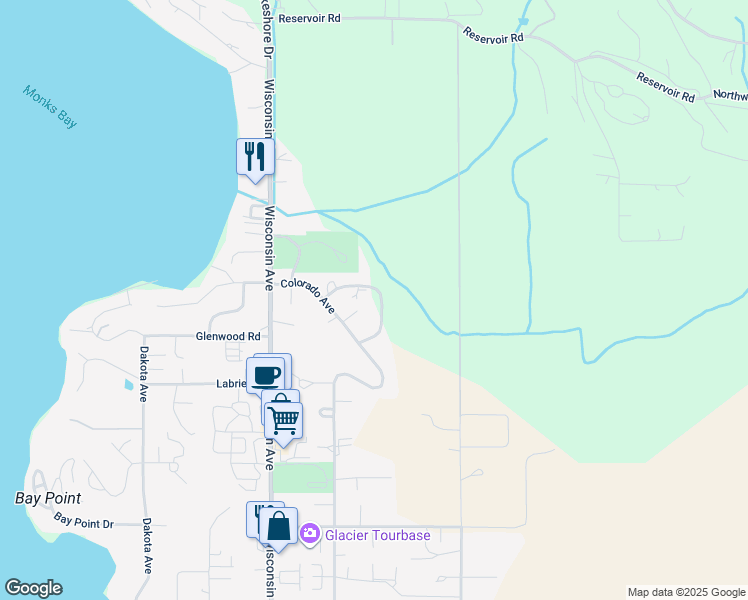 map of restaurants, bars, coffee shops, grocery stores, and more near 58 Crestwood Dr in Whitefish