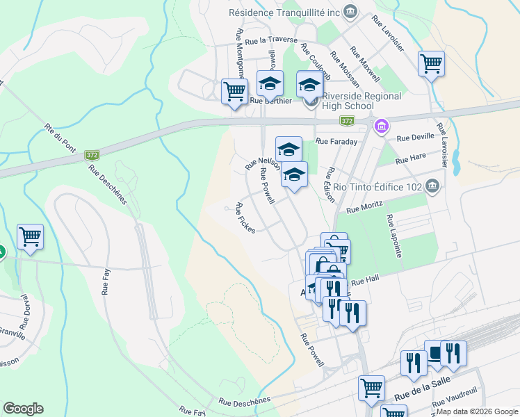 map of restaurants, bars, coffee shops, grocery stores, and more near 1867 Rue Neilson in Saguenay