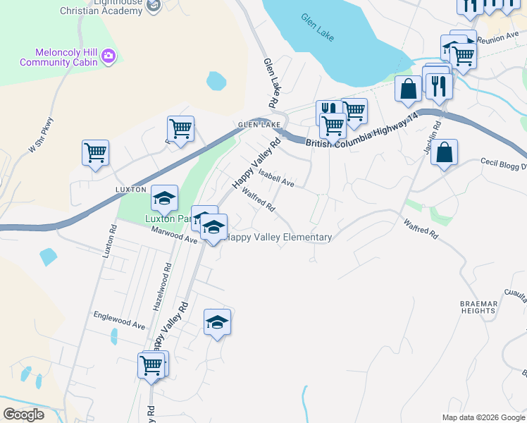 map of restaurants, bars, coffee shops, grocery stores, and more near 973 Walfred Road in Victoria