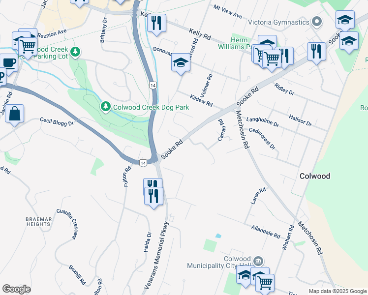 map of restaurants, bars, coffee shops, grocery stores, and more near 2341b Sooke Road in Victoria