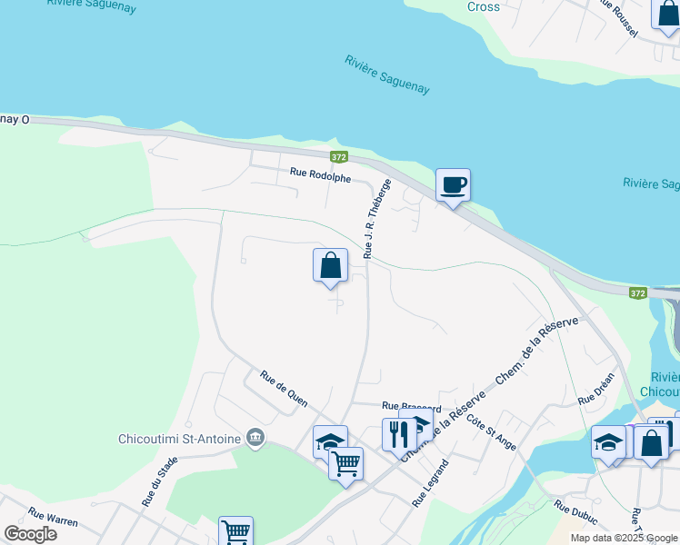 map of restaurants, bars, coffee shops, grocery stores, and more near 205 Rue des Tuileries in Saguenay