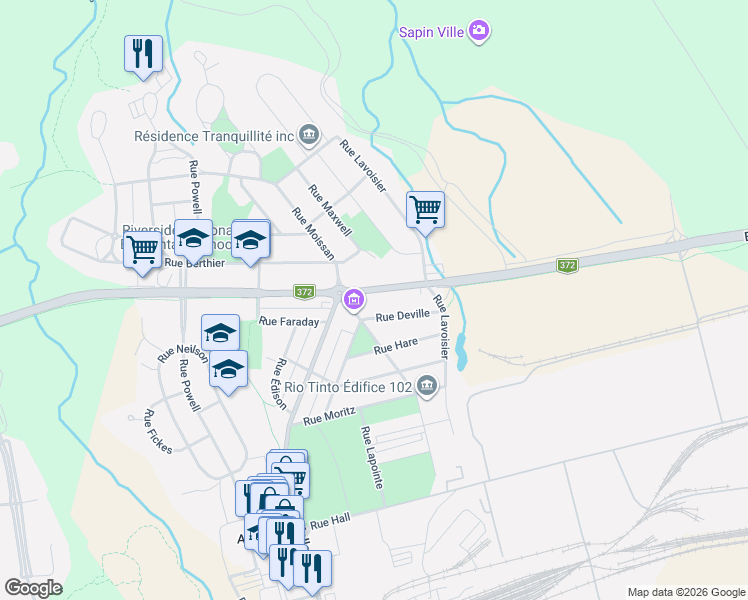 map of restaurants, bars, coffee shops, grocery stores, and more near 2791 Boulevard du Saguenay in Saguenay