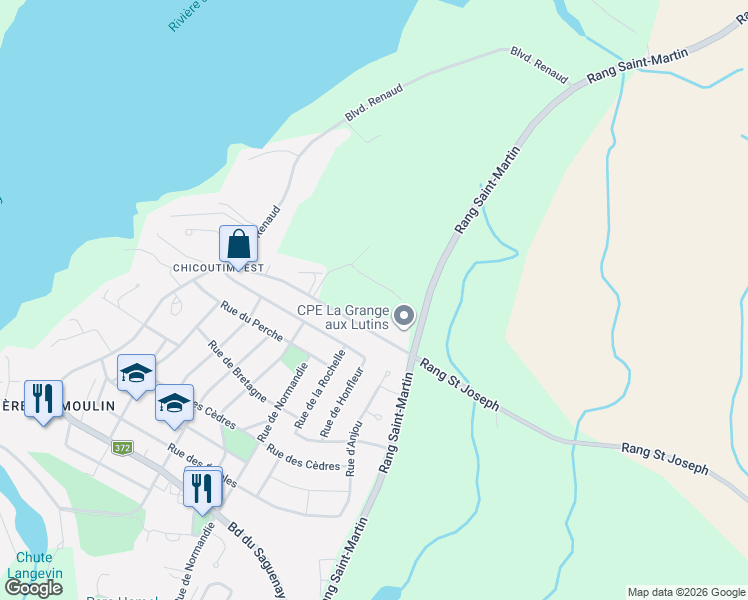 map of restaurants, bars, coffee shops, grocery stores, and more near in Saguenay