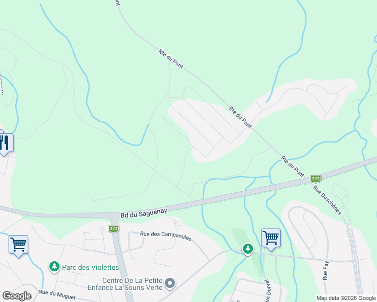 map of restaurants, bars, coffee shops, grocery stores, and more near 3166 Rue de l'Orière in Saguenay