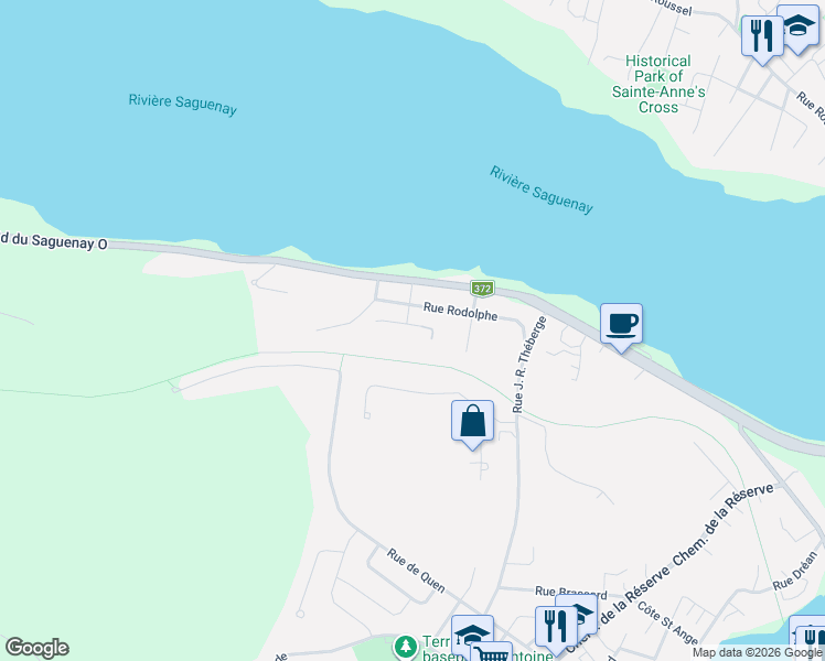 map of restaurants, bars, coffee shops, grocery stores, and more near 804 Rue Harry in Saguenay