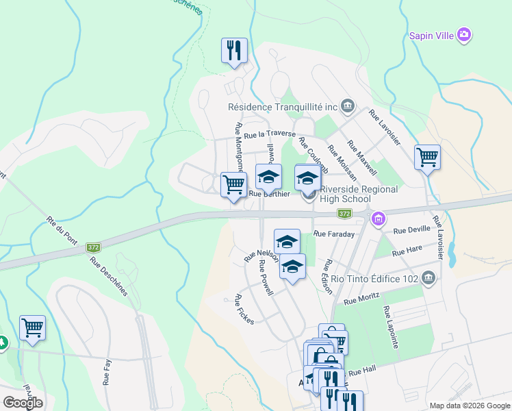 map of restaurants, bars, coffee shops, grocery stores, and more near 2910 Boulevard du Saguenay in Saguenay