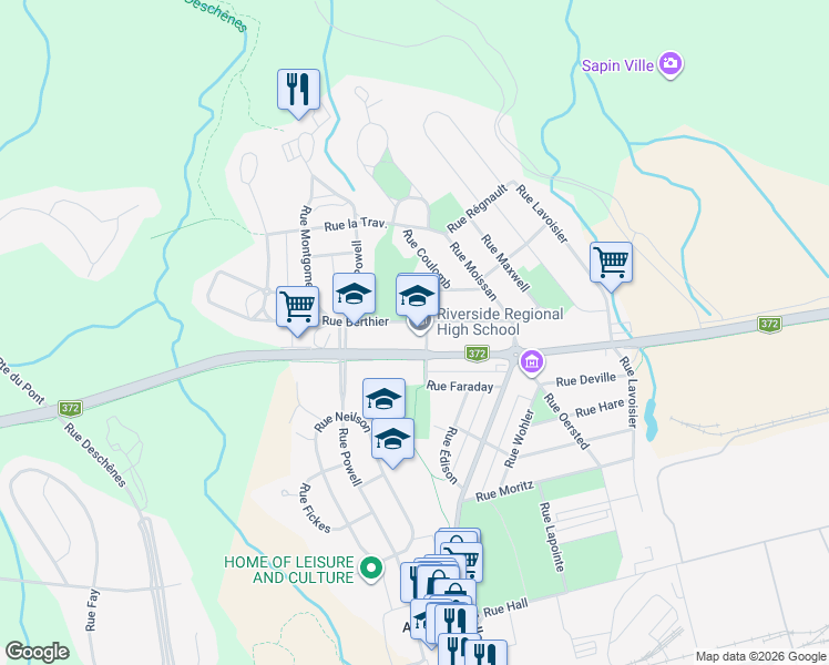 map of restaurants, bars, coffee shops, grocery stores, and more near 1770 Rue Joule in Saguenay