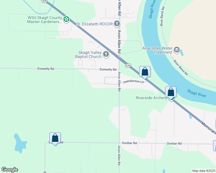 map of restaurants, bars, coffee shops, grocery stores, and more near 16924 Nilson Road in Mount Vernon