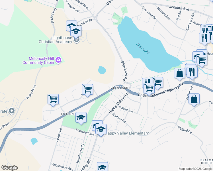 map of restaurants, bars, coffee shops, grocery stores, and more near in Victoria