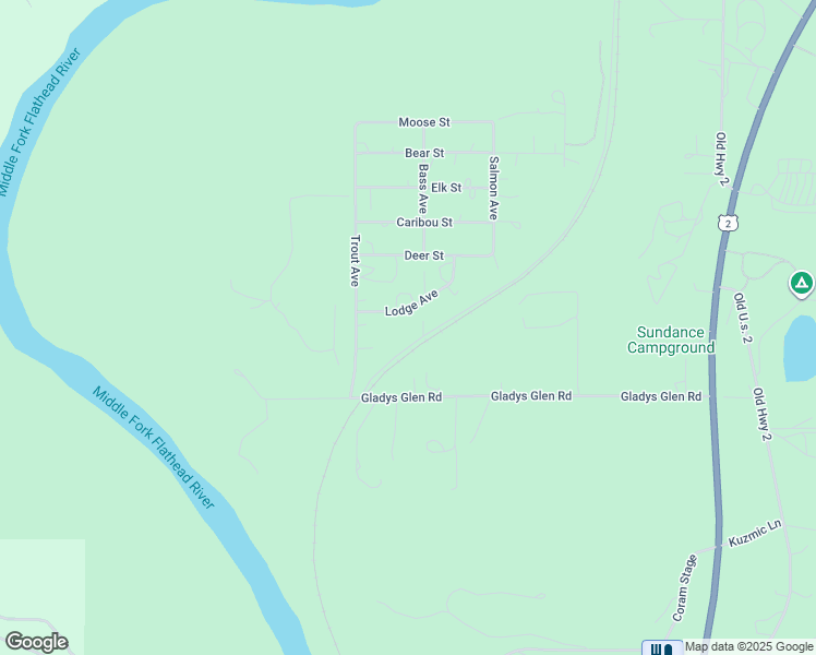 map of restaurants, bars, coffee shops, grocery stores, and more near 123 13th Street West in Columbia Falls