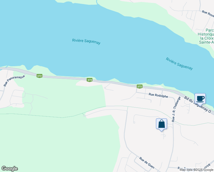 map of restaurants, bars, coffee shops, grocery stores, and more near Rue Germain in Saguenay