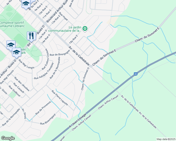 map of restaurants, bars, coffee shops, grocery stores, and more near 13 Chemin du Sommet Ouest in Rimouski