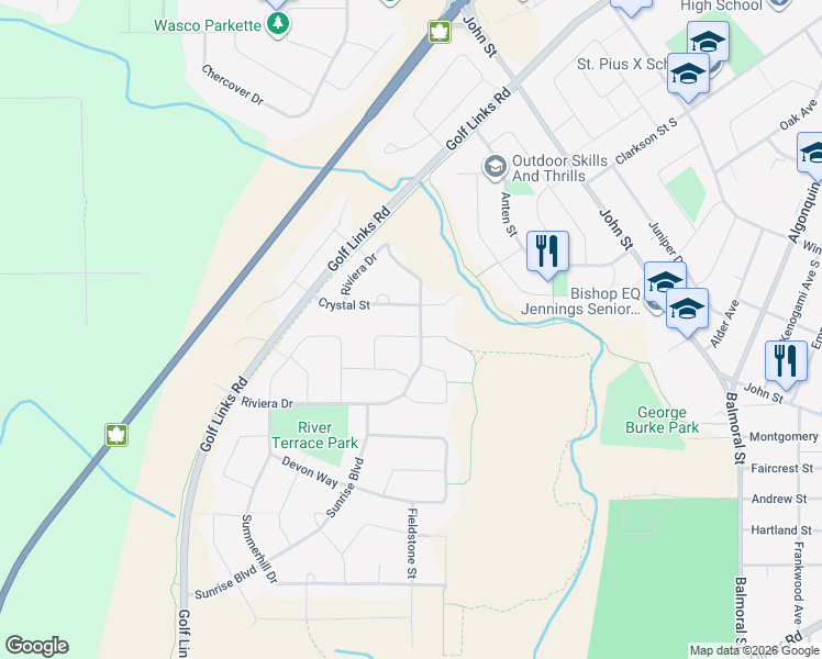 map of restaurants, bars, coffee shops, grocery stores, and more near 300 Wade Crescent in Thunder Bay