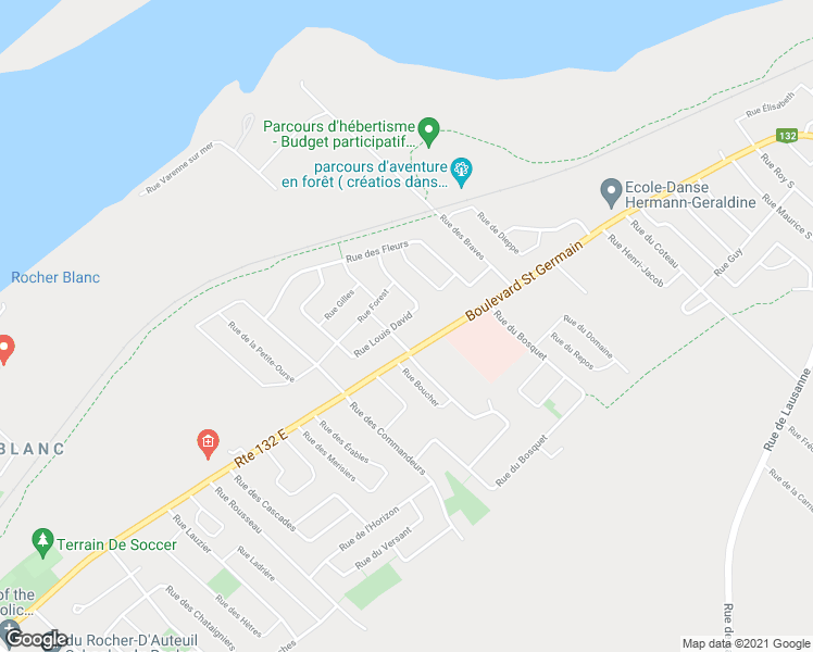 map of restaurants, bars, coffee shops, grocery stores, and more near 659 Rue Louis David in Rimouski