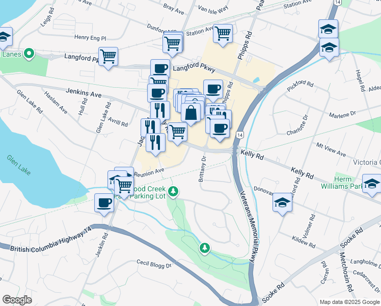 map of restaurants, bars, coffee shops, grocery stores, and more near 920 Reunion Avenue in Langford