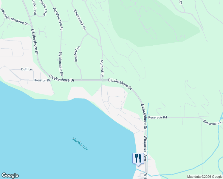 map of restaurants, bars, coffee shops, grocery stores, and more near 1800-1930 East Lakeshore Drive in Whitefish