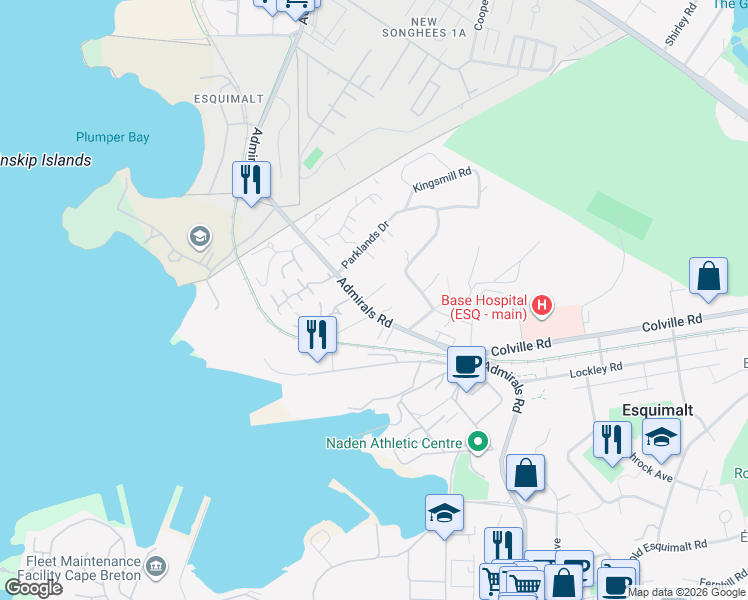 map of restaurants, bars, coffee shops, grocery stores, and more near 885 McAdam Place in Victoria
