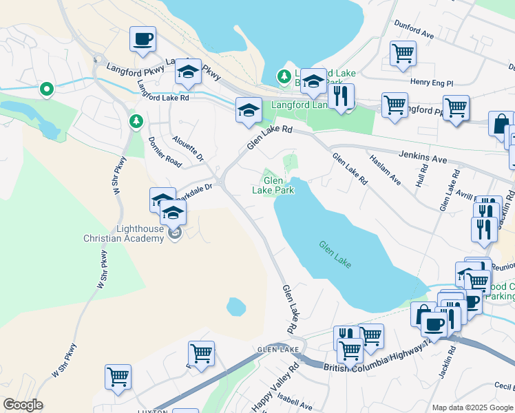 map of restaurants, bars, coffee shops, grocery stores, and more near 1193 Water lily Lane in Victoria