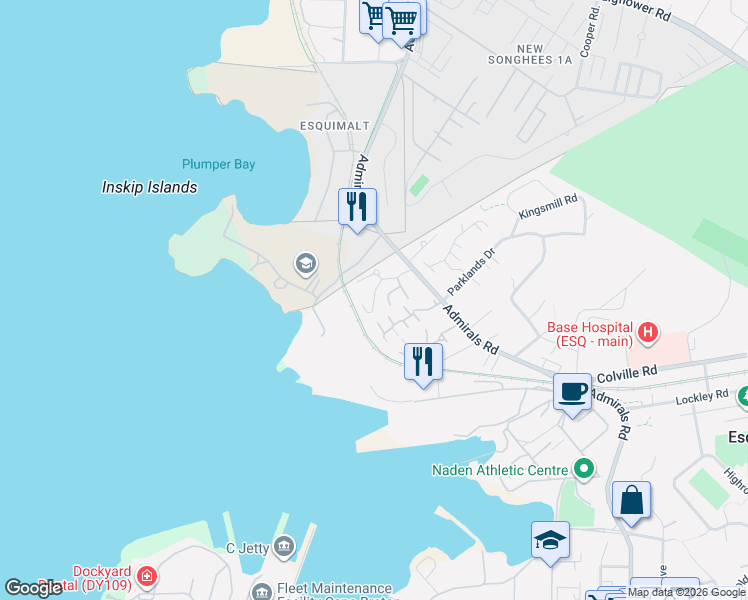 map of restaurants, bars, coffee shops, grocery stores, and more near Unnamed Road in Victoria