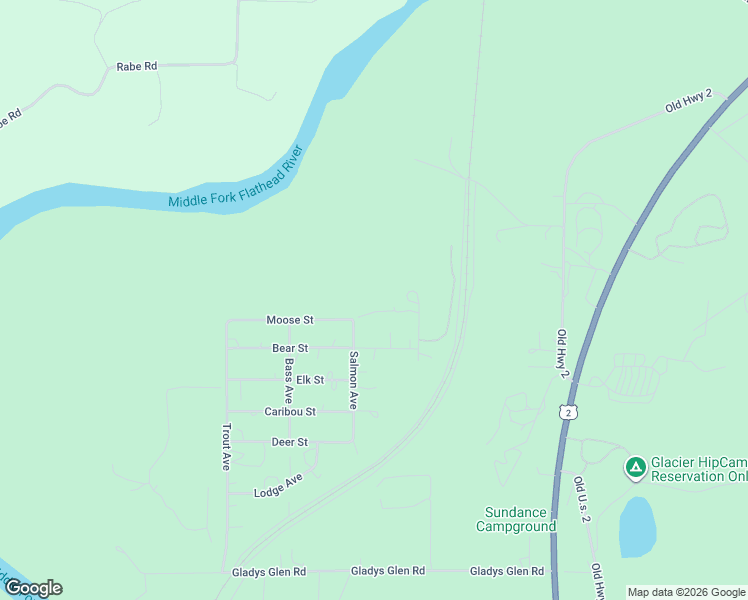 map of restaurants, bars, coffee shops, grocery stores, and more near Salmon Avenue in Columbia Falls