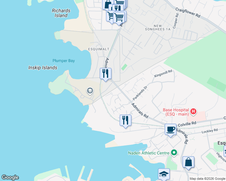 map of restaurants, bars, coffee shops, grocery stores, and more near 712 Luscombe Place in Victoria