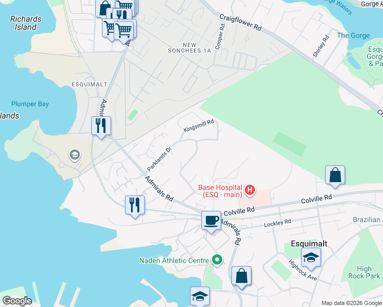 map of restaurants, bars, coffee shops, grocery stores, and more near 882 Cunningham Road in Victoria